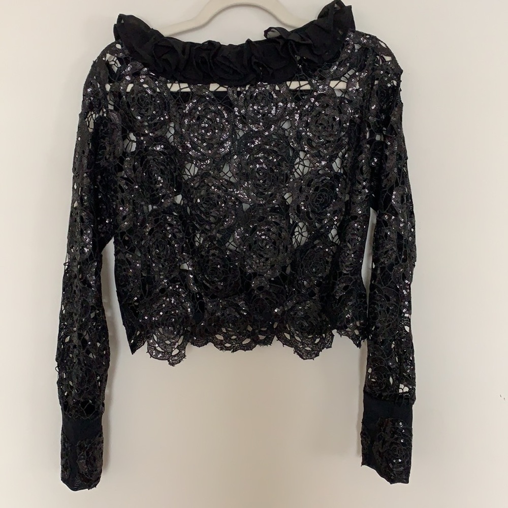 Vintage rose lace pattern and sequin blouse - Picture 3 of 7